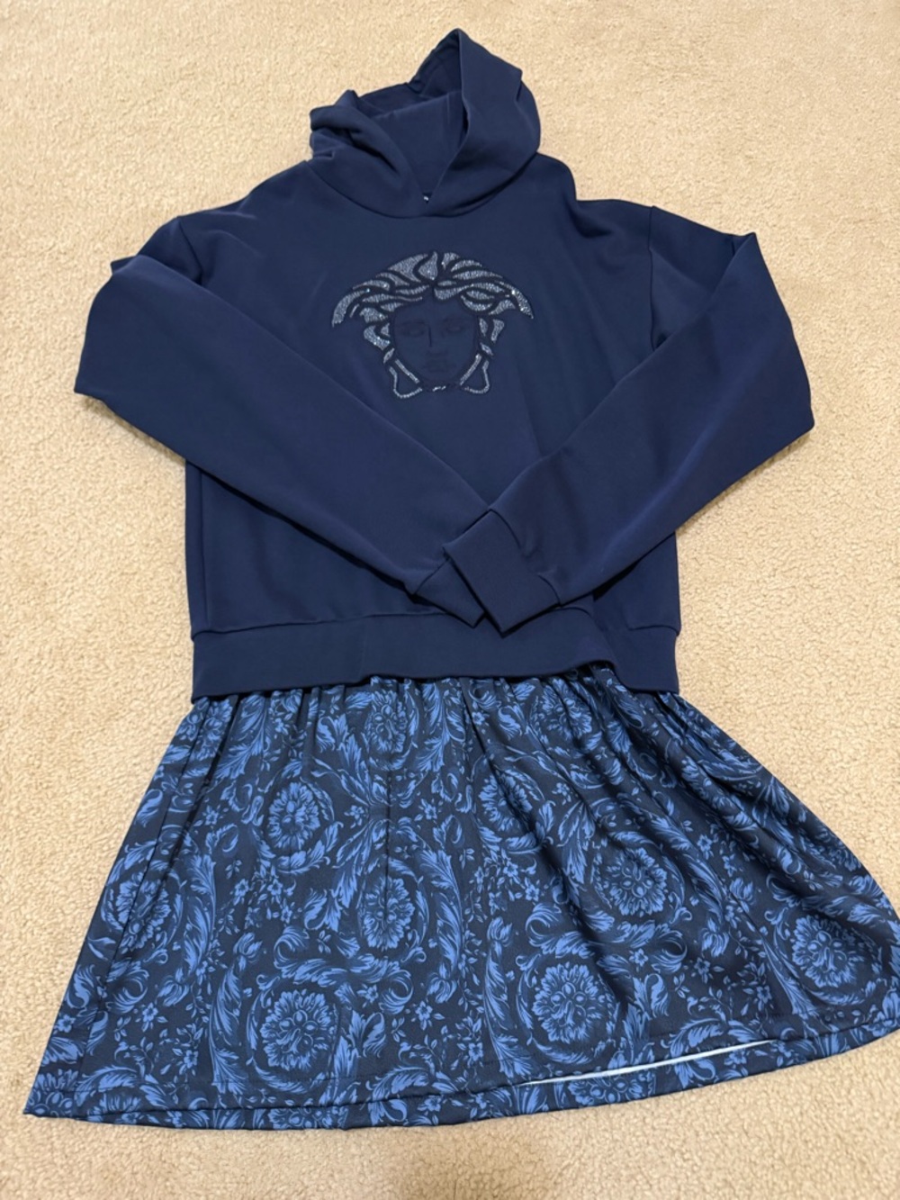 NWT! Versace Girls Navy Crystal Front Dress - 14Y - Picture 4 of 8